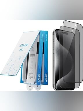 4x Anker iPhone 15 Pro Tempered Glass Screen Protectors - Easy Install Tray